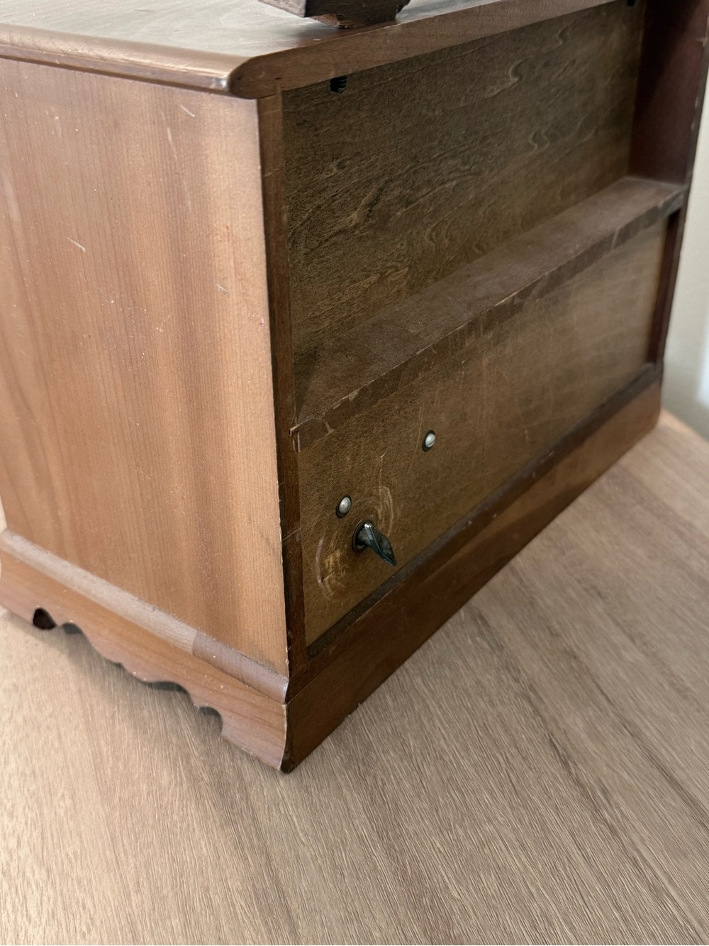 Vintage Wooden Jewelry Organizer with Mirror & Music Box - Picture 3 of 3